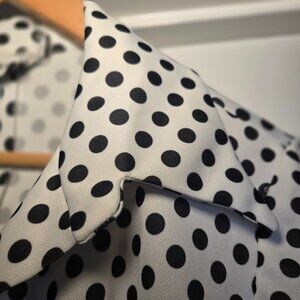 Vintage Hopewell Black & White Polka Dot Dress 70s Mod Long Sleeve A-Line